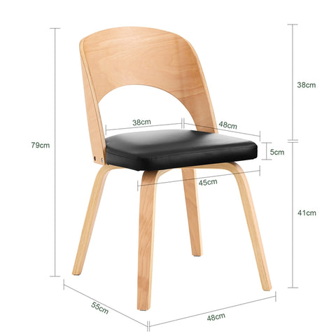 SoBuy | Küchenstuhl | Holz Stuhl | Schreibtischstuhl | Bürostuhl mit Rücklehne | FST97-SCH