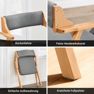 SoBuy Klappstühle 2er Set Holz gepolstert Hellgrau FST98-HGX2
