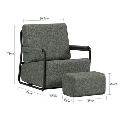 SoBuy | Sofa | Sessel mit Hocker | Dark Gray | 74×67×78 cm | FST99-DG