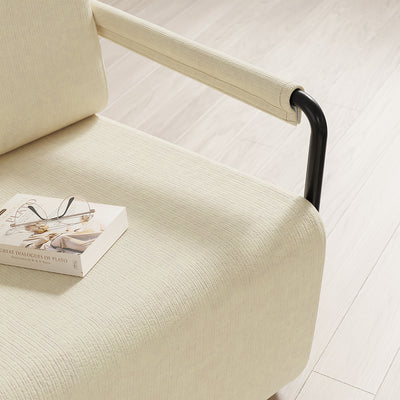 SoBuy | Sofa | Sessel mit Hocker Relax-Sessel beige | Cream White | 59×74×78 cm | FST99-MI