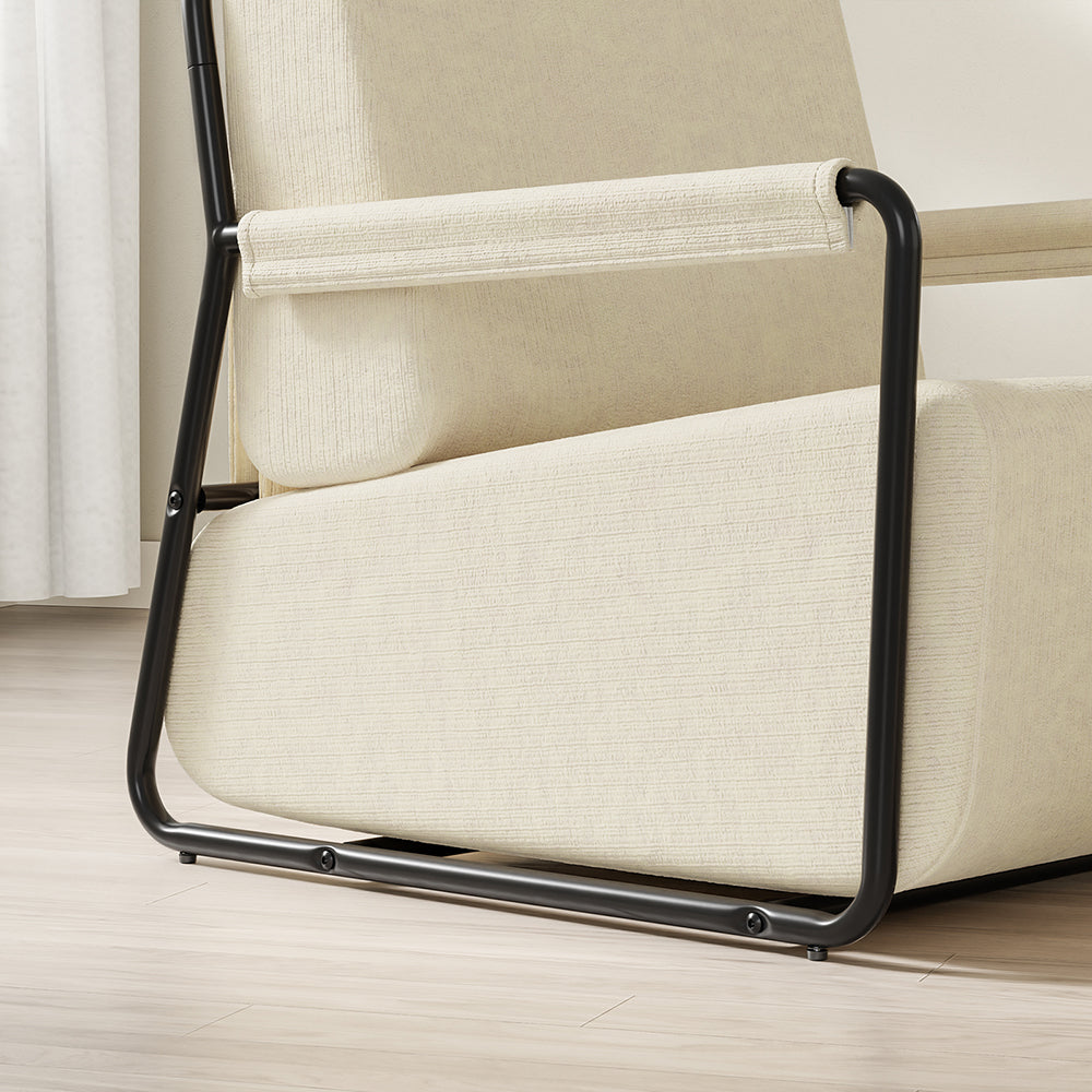 SoBuy | Sofa | Sessel mit Hocker Relax-Sessel beige | Cream White | 59×74×78 cm | FST99-MI