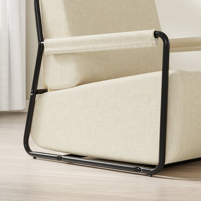 SoBuy | Sofa | Sessel mit Hocker Relax-Sessel beige | Cream White | 59×74×78 cm | FST99-MI