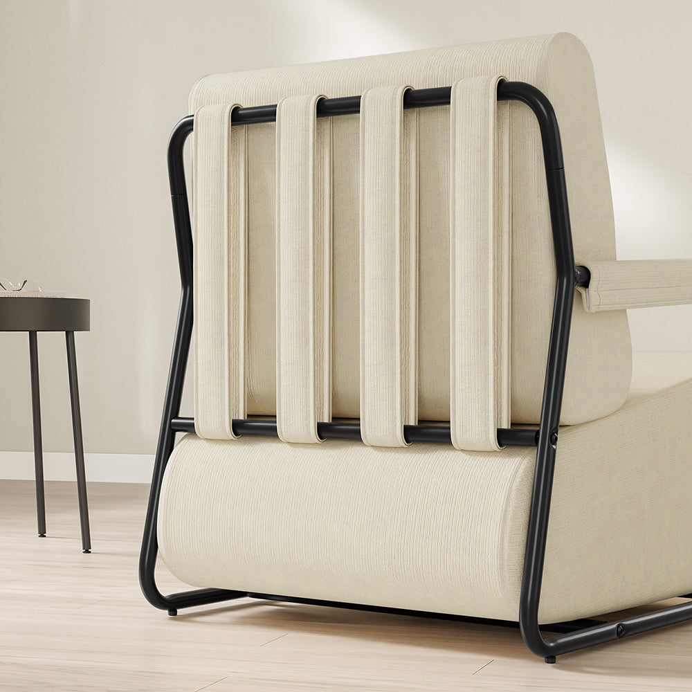 SoBuy | Sofa | Sessel mit Hocker Relax-Sessel beige | Cream White | 59×74×78 cm | FST99-MI