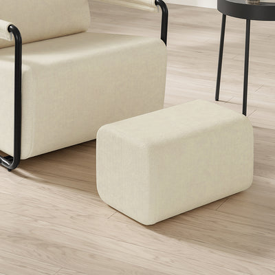 SoBuy | Sofa | Sessel mit Hocker Relax-Sessel beige | Cream White | 59×74×78 cm | FST99-MI