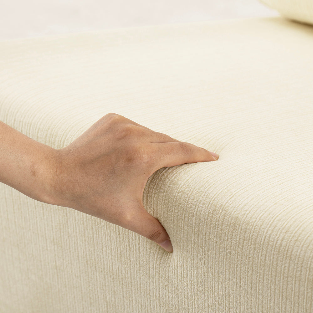 SoBuy | Sofa | Sessel mit Hocker Relax-Sessel beige | Cream White | 59×74×78 cm | FST99-MI