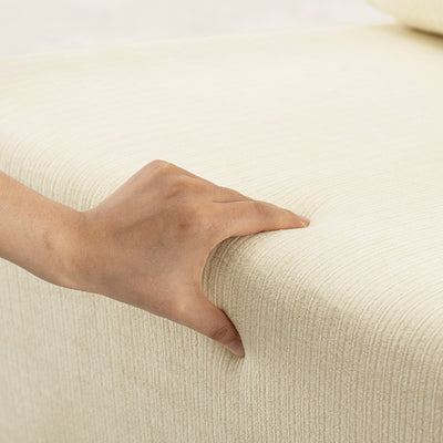 SoBuy | Sofa | Sessel mit Hocker Relax-Sessel beige | Cream White | 59×74×78 cm | FST99-MI