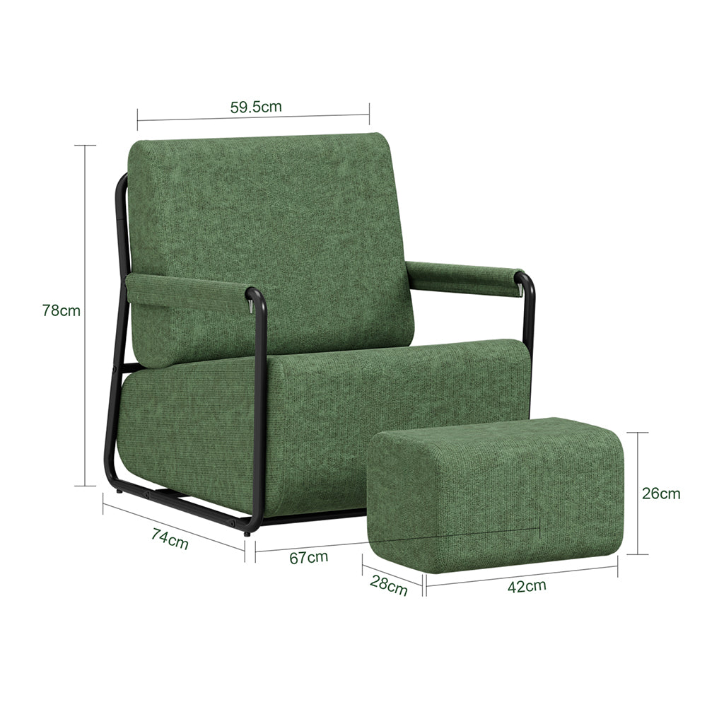 SoBuy | Sofa | Relax-Sessel mit Hocker | Dark Green | 59×74×78 cm | FST99-SY