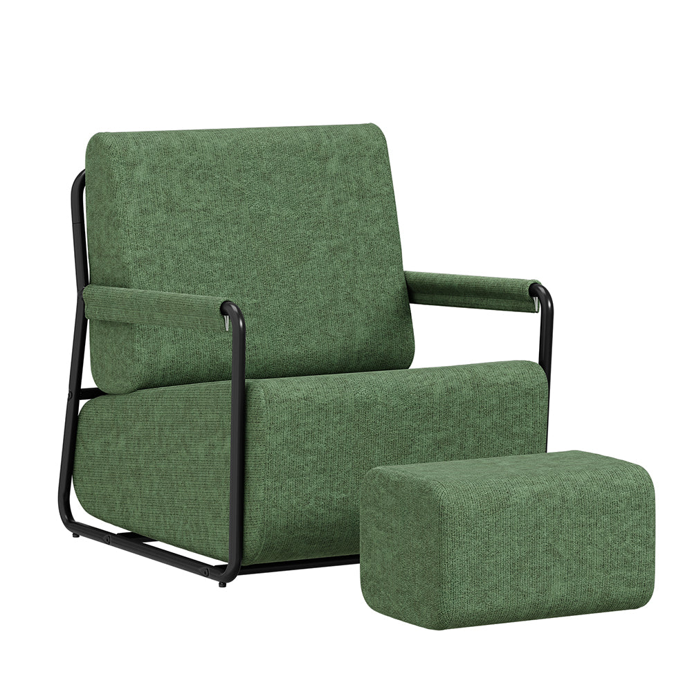 SoBuy | Sofa | Relax-Sessel mit Hocker | Dark Green | 59×74×78 cm | FST99-SY