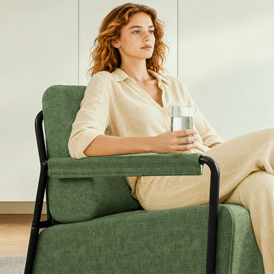 SoBuy | Sofa | Relax-Sessel mit Hocker | Dark Green | 59×74×78 cm | FST99-SY