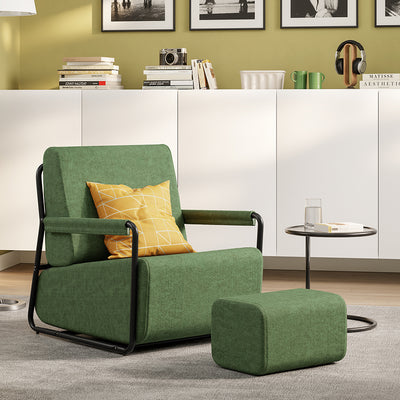SoBuy | Sofa | Relax-Sessel mit Hocker | Dark Green | 59×74×78 cm | FST99-SY
