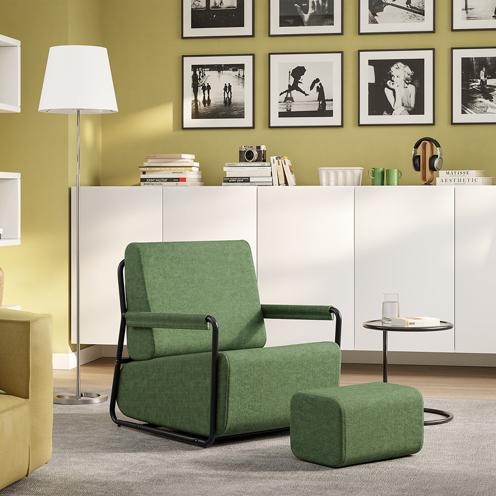 SoBuy | Sofa | Relax-Sessel mit Hocker | Dark Green | 59×74×78 cm | FST99-SY