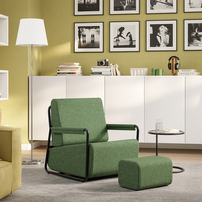 SoBuy | Sofa | Relax-Sessel mit Hocker | Dark Green | 59×74×78 cm | FST99-SY