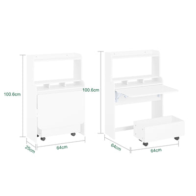 SoBuy | Schreibtisch klappbar | Klapptisch mit Aufbewahrungsbox | Arbeitstisch für Homeoffice | FWT105-II-W