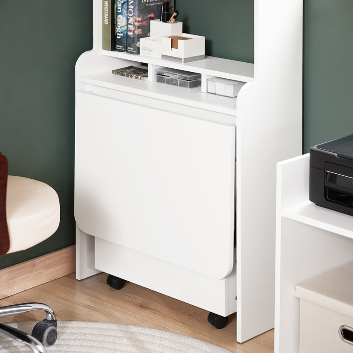 SoBuy | Schreibtisch klappbar | Klapptisch mit Aufbewahrungsbox | Arbeitstisch für Homeoffice | FWT105-II-W