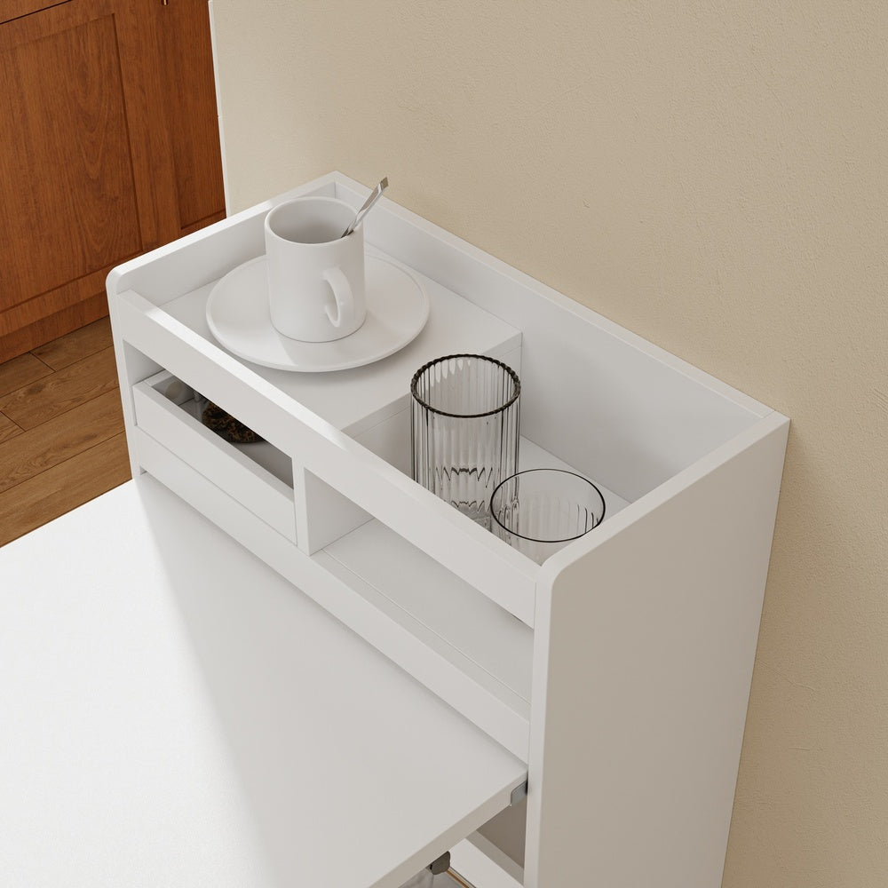 SoBuy | Küchenwagen | Freistehende Kücheninsel Weiß klappbar | White | 65.3×199.5×120 cm | FWT115-W
