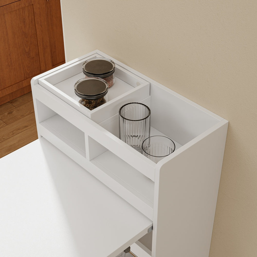 SoBuy | Küchenwagen | Freistehende Kücheninsel Weiß klappbar | White | 65.3×199.5×120 cm | FWT115-W