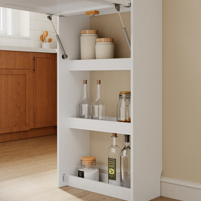 SoBuy | Küchenwagen | Freistehende Kücheninsel Weiß klappbar | White | 65.3×199.5×120 cm | FWT115-W