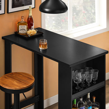SoBuy | Küchentheke Bartisch | mit 3 Ablageflächen | Stehtisch | Küchentisch Schwarz | FWT17-II-SCH