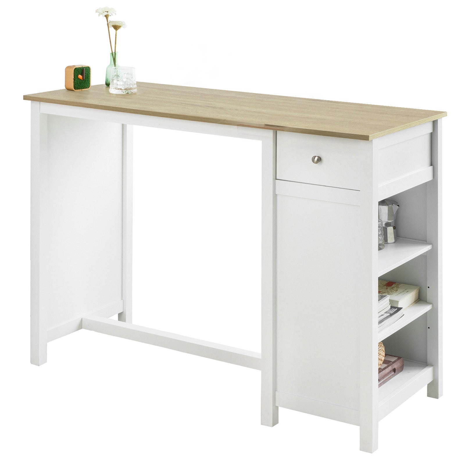 Vorverkauf | SoBuy | Bartisch | Kücheninsel | Küchentisch | weiß-Natur | FWT64-WN