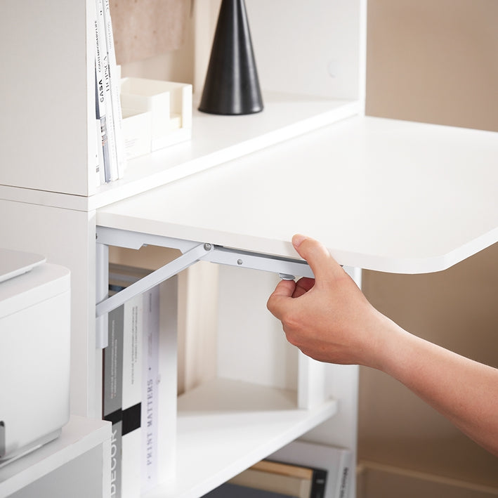 SoBuy | Klapptisch mit 5 Ablagen | Computertisch | Arbeitstisch | Weiß | FWT92-H-W