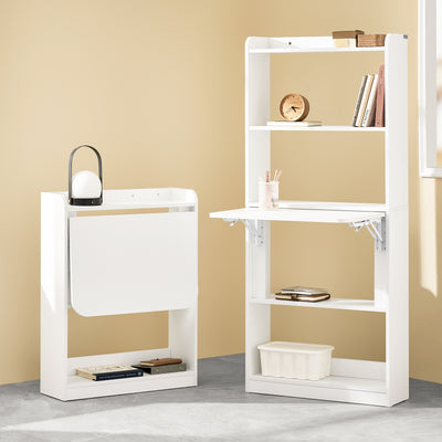 SoBuy | Klapptisch mit 5 Ablagen | Computertisch | Arbeitstisch | Weiß | FWT92-H-W