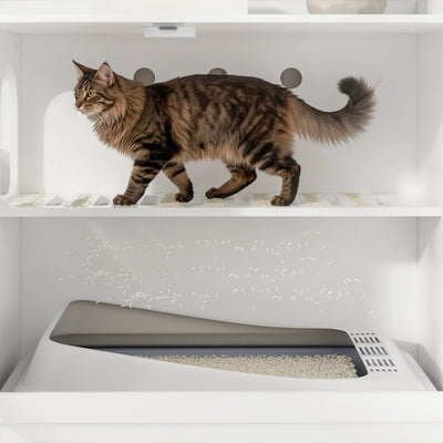 SoBuy Katzentoilettenschrank Katzenklo-Schrank in Weiß mit Schublade 98×60×80 cm HAT02-L-E-W
