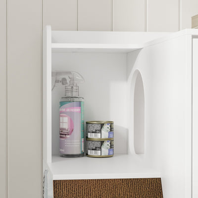 SoBuy Katzentoilettenschrank Katzenklo-Schrank in Weiß mit Schublade 98×60×80 cm HAT02-L-E-W