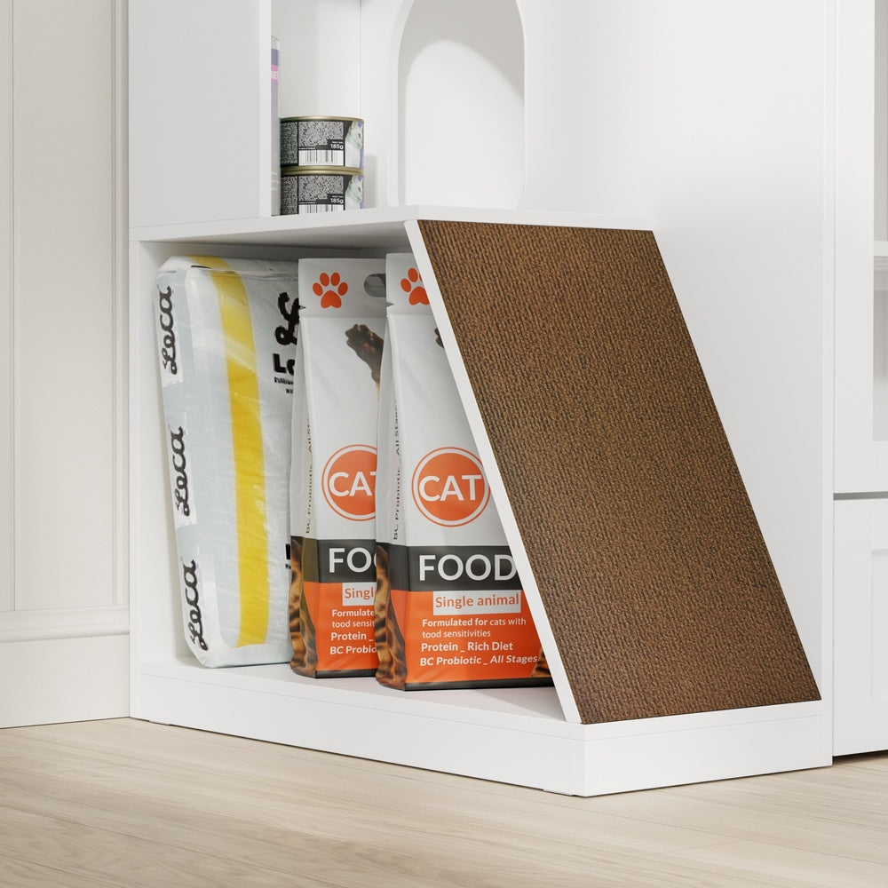 SoBuy Katzentoilettenschrank Katzenklo-Schrank in Weiß mit Schublade 98×60×80 cm HAT02-L-E-W