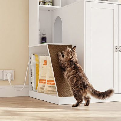 SoBuy Katzentoilettenschrank Mehrzweckschrank Kommode Weiß mit Katzenklo-Integration HAT10-E-W