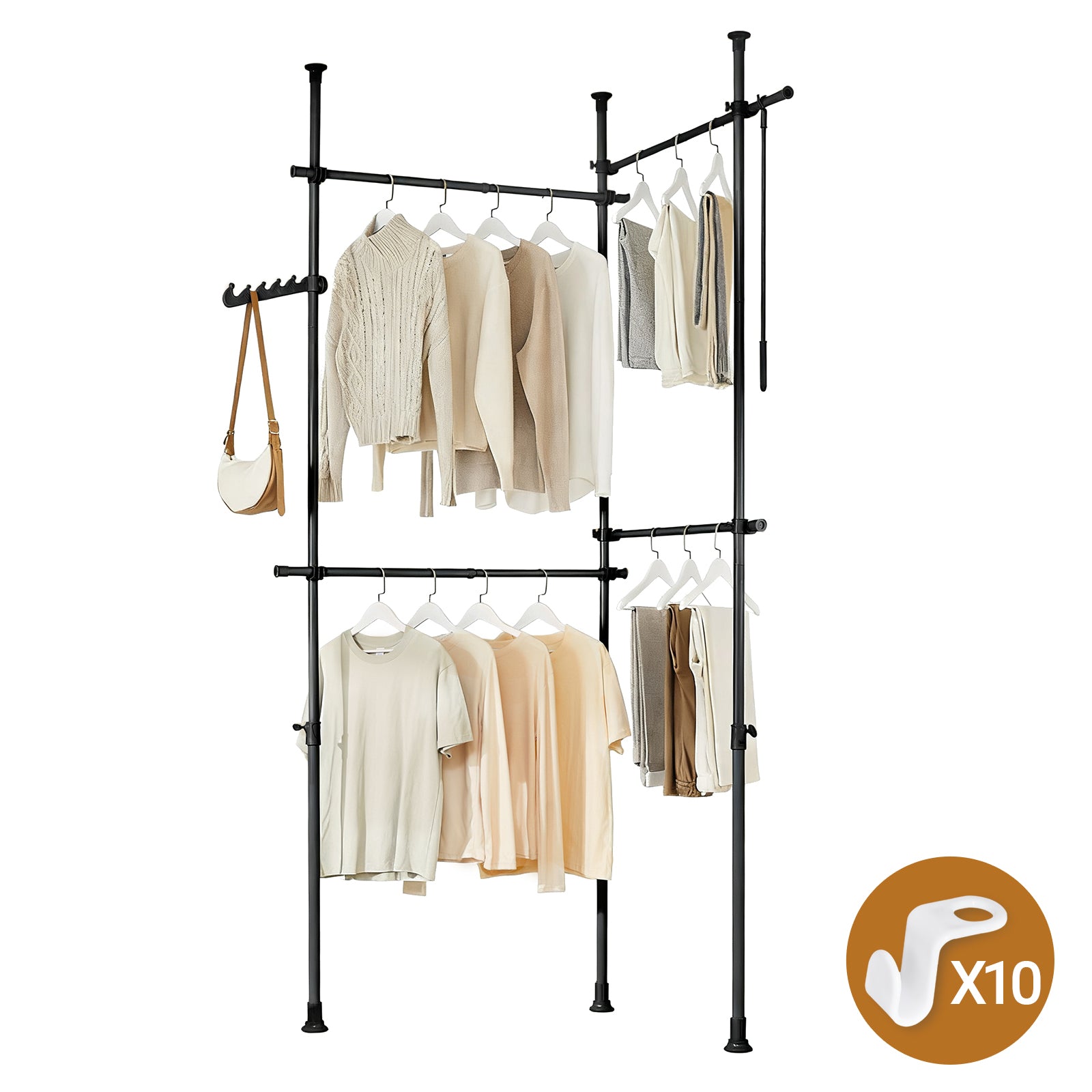 SoBuy | Teleskop Kleiderstange | Kleiderstangen System | Regalsystem | schwarz | KLS03-II-SCH