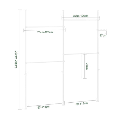 SoBuy | Teleskop Kleiderstange | Kleiderstangen System | Regalsystem | Hellgrau | KLS03-II-HG
