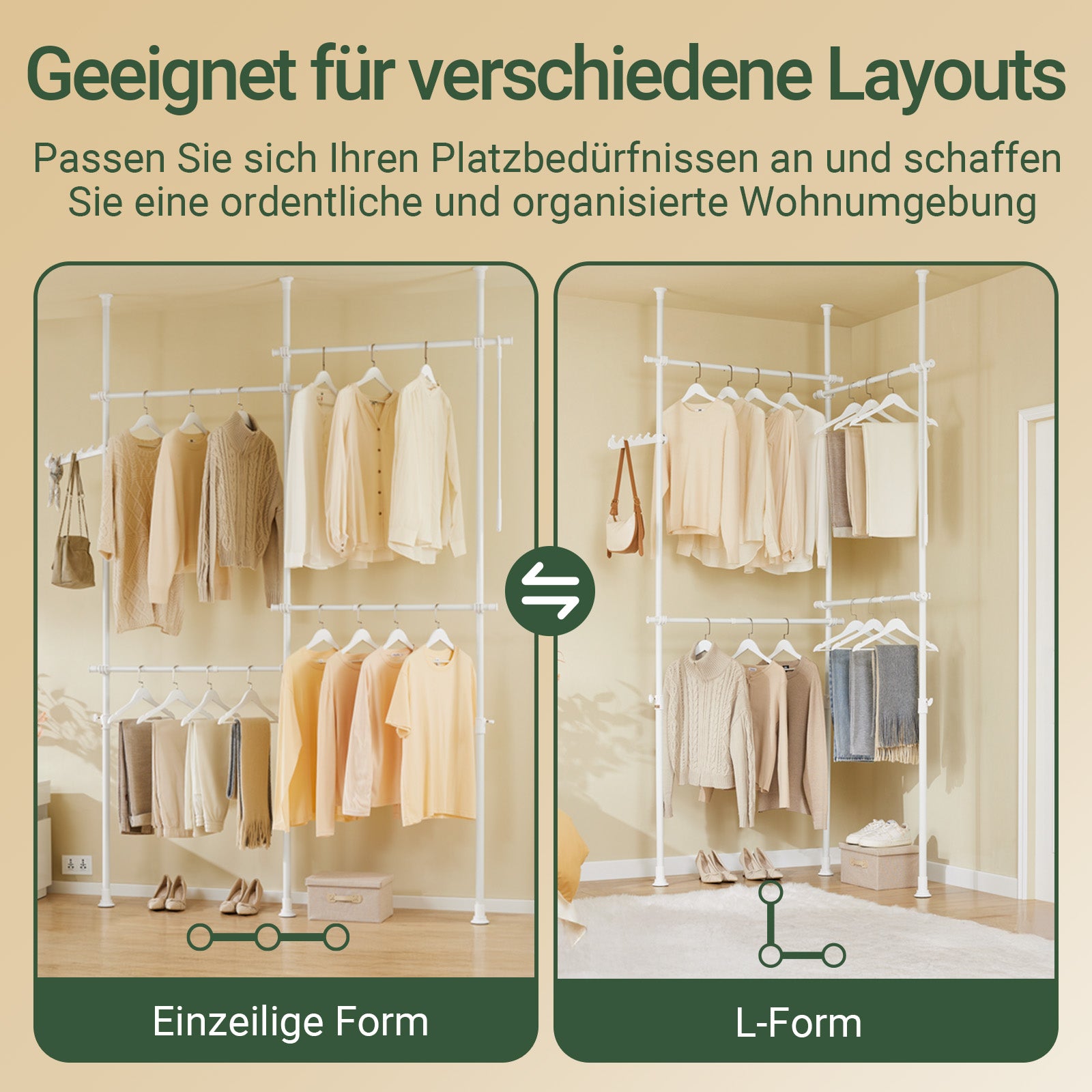 SoBuy | Teleskop Kleiderstange | Kleiderstangen System | Regalsystem | KLS03-II-W