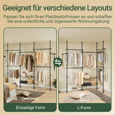 SoBuy | Teleskop Kleiderstange | Kleiderstangen System | Regalsystem | Schwarz | KLS04-II-SCH