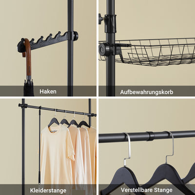 SoBuy | Teleskop Kleiderstange | Kleiderstangen System | Regalsystem | Schwarz | KLS04-II-SCH