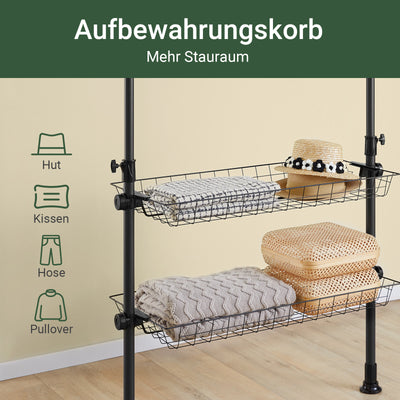 SoBuy | Teleskop Kleiderstange | Kleiderstangen System | Regalsystem | Schwarz | KLS04-II-SCH