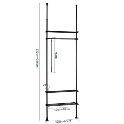 SoBuy | Teleskop Kleiderstange | Kleiderstangen System | Schwarz | KLS07-SCH