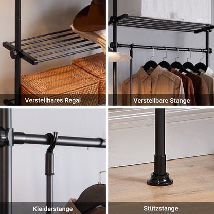 SoBuy | Teleskop Kleiderstange | Kleiderstangen System | Schwarz | KLS07-SCH