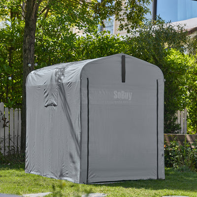 SoBuy | Foliengerätehaus | Gerätehaus | Gartenschuppen Garagenzelt Grau | KLS11-DG