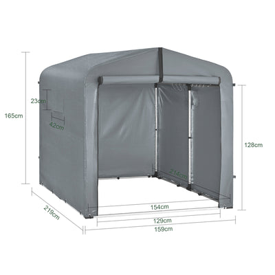 Vorverkauf | SoBuy | Foliengerätehaus | Fahrradgarage wetterfest Geräteschuppen | Grau 159x165x219cm KLS11-L-DG