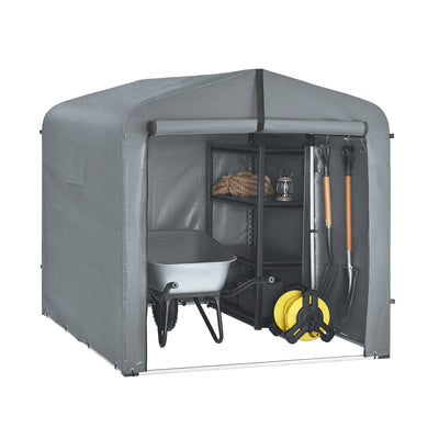 Vorverkauf | SoBuy | Foliengerätehaus | Fahrradgarage wetterfest Geräteschuppen | Grau 159x165x219cm KLS11-L-DG