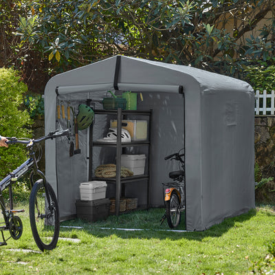 Vorverkauf | SoBuy | Foliengerätehaus | Fahrradgarage wetterfest Geräteschuppen | Grau 159x165x219cm KLS11-L-DG