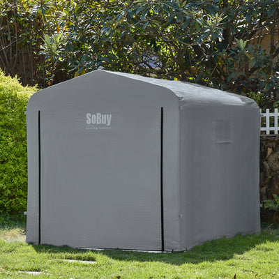 Vorverkauf | SoBuy | Foliengerätehaus | Fahrradgarage wetterfest Geräteschuppen | Grau 159x165x219cm KLS11-L-DG