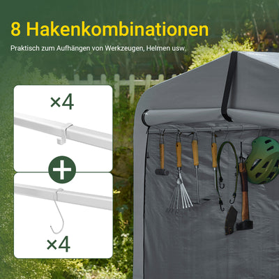Vorverkauf | SoBuy | Foliengerätehaus | Fahrradgarage wetterfest Geräteschuppen | Grau 159x165x219cm KLS11-L-DG