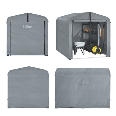 Vorverkauf | SoBuy | Foliengerätehaus | Fahrradgarage wetterfest Geräteschuppen | Grau 159x165x219cm KLS11-L-DG