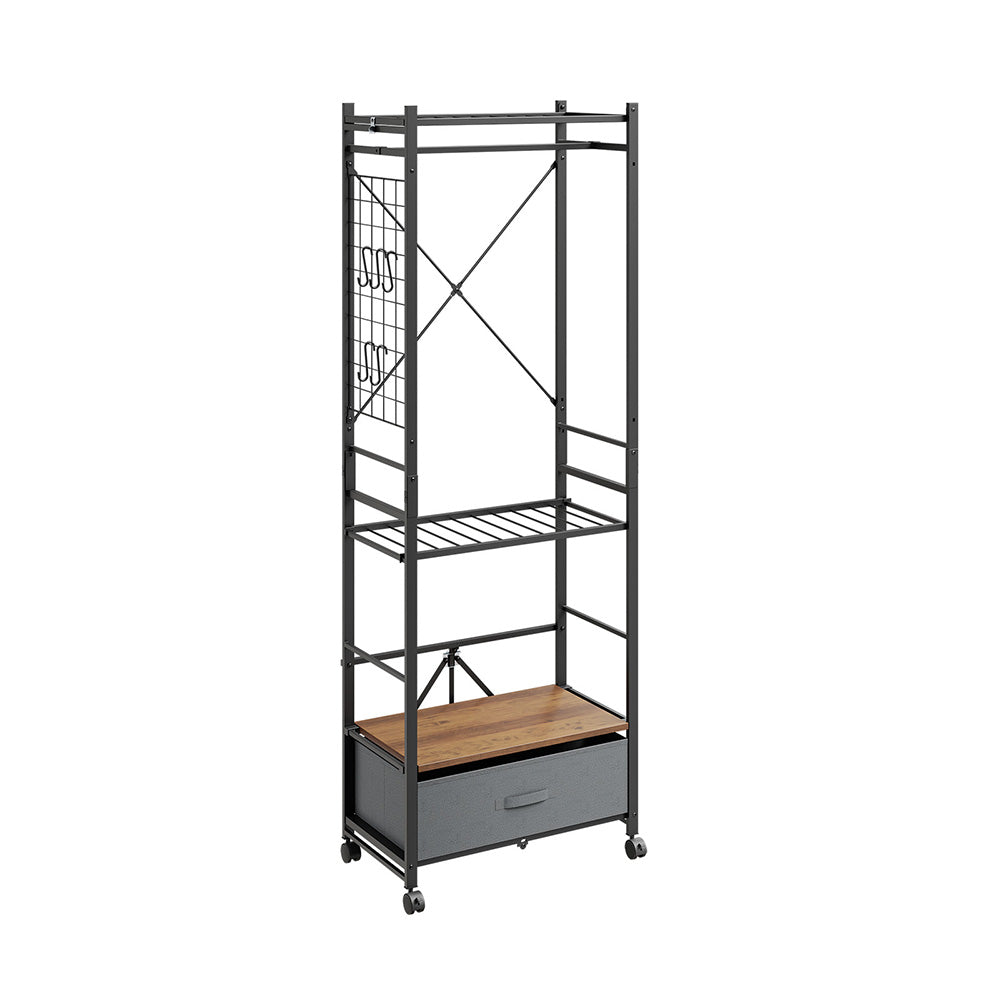 SoBuy | Kleiderständer | Kleiderständer auf Rollen schwarz Metall mit | Dark Gray | KLS23-SCH