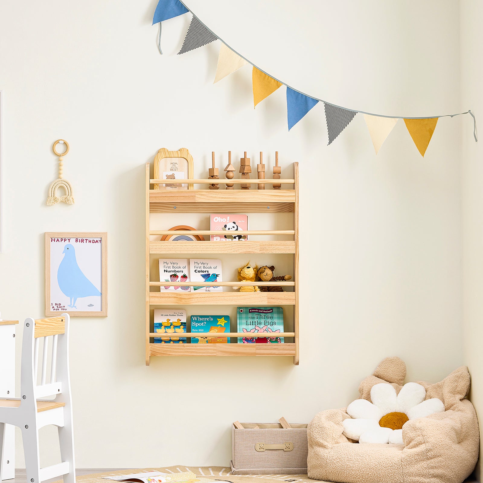 SoBuy Bücherregal Kinder Wandregal Kinderzimmer KMB08-K-N
