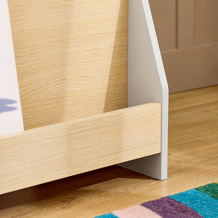 SoBuy | Kinderbücherregal | Zeitungsständer | Aufbewahrungsregal für Kinder | Grau/Natur | KMB106-HG