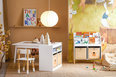 SoBuy | Kindertisch mit 2 Stühlen | Kindersitzgruppe mit Stauraum | Spieltisch | Tisch Stuhl Set | Weiß | KMB113-W