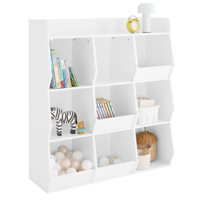 SoBuy | Kinder Bücherregal für Kinder | mit 9 offenen Fächern | Weiß | 95x105x34cm | KMB120-W