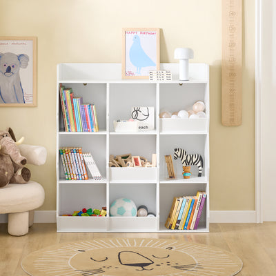 SoBuy | Kinder Bücherregal für Kinder | mit 9 offenen Fächern | Weiß | 95x105x34cm | KMB120-W